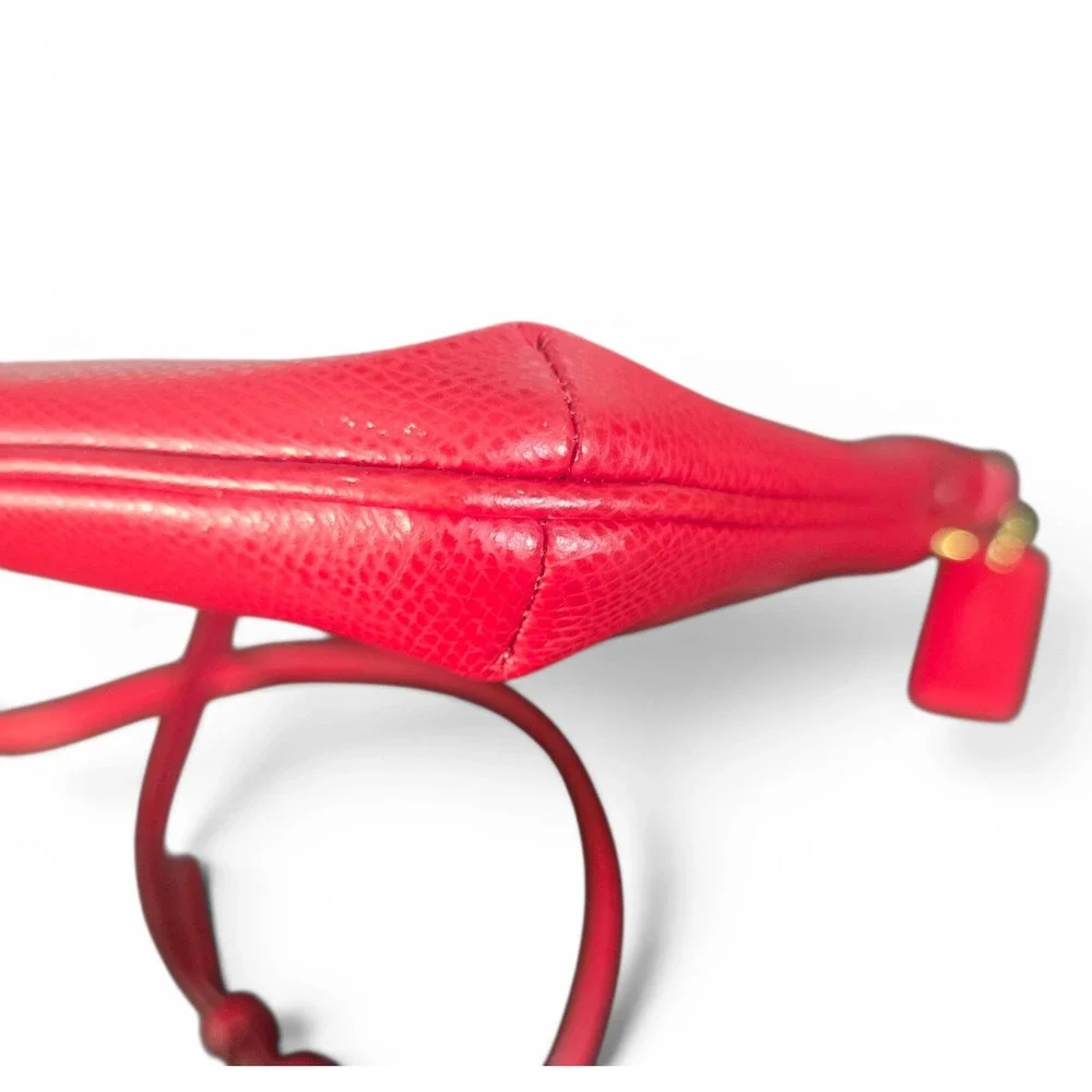 Coach Kitt Messenger Crossbody Bag Red Crossgrain Leather Gold‎ Hardware